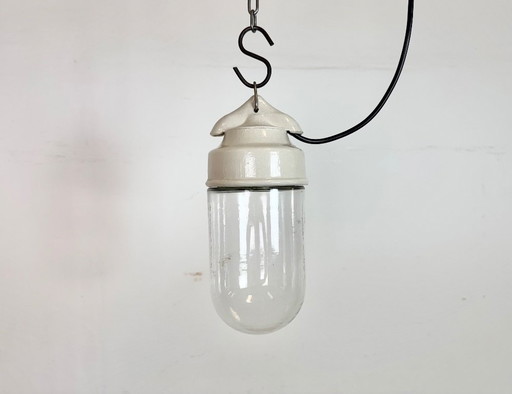 Lámpara colgante vintage de porcelana blanca, años 70