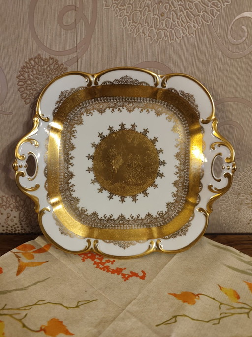 Bol en porcelaine antique avec gravure à l'or véritable signé à côté du tampon