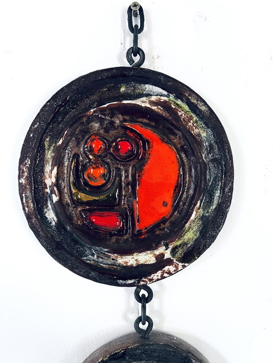 Image 1 of 2x Pendente da parete in ceramica brutalista anni '60