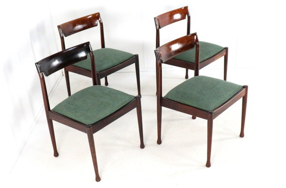 Image 1 of Ensemble de 4 chaises de salle à manger en bois de rose 'Havelte' vintage tapissées