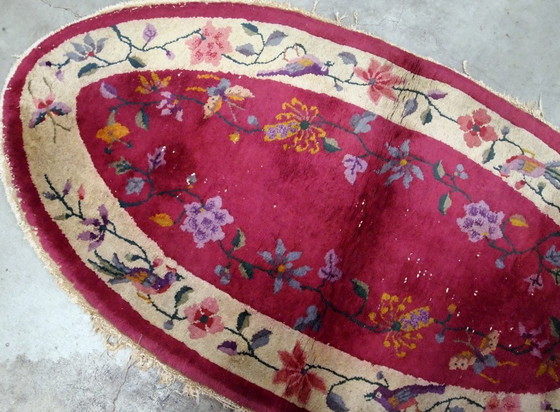 Image 1 of Handgemaakt antiek Chinees art deco tapijt 2,7' x 4,10' (79 cm x 147 cm) jaren 1920 -1B480