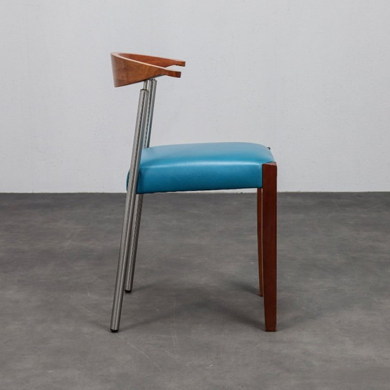 Image 1 of Set of 4 Postmodern Leather Dining Chairs, Italy, 1990s