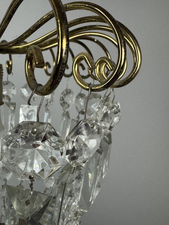 Image 1 of Lámpara de araña decorativa de cristal "fresa" de mediados de siglo, estilo Josef Frank, década de 1960