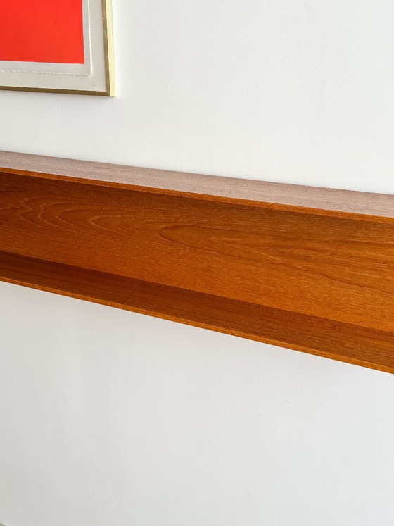 Image 1 of Wandplank van teakhout, 200 cm, van Walter Wirz voor Wilhelm Renz