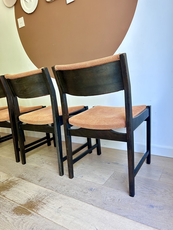 Image 1 of Vintage Wengé Hout Deens Design Eetkamerstoelen 4 Stuks