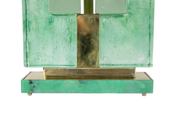 Image 1 of Paar Lampen aus Muranoglas, grün schillernd. 20. bis 21.