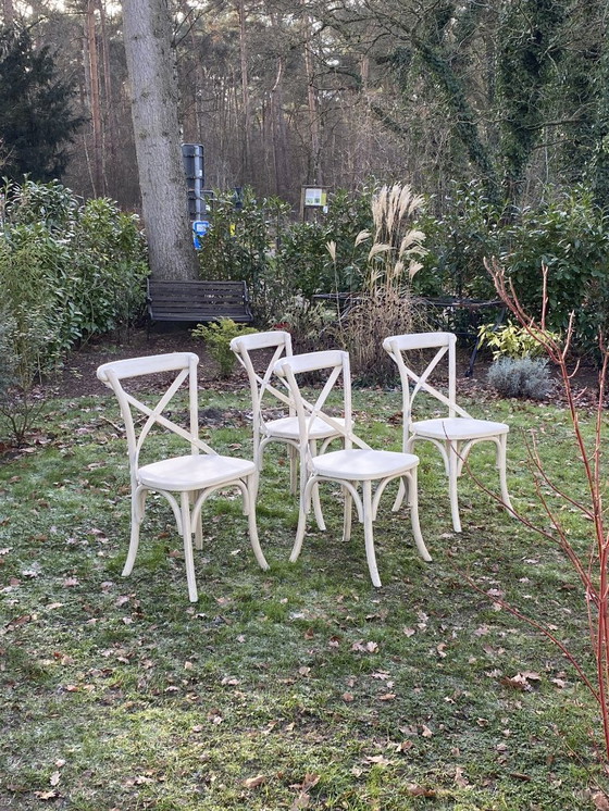 Image 1 of 4 houten crossback stoelen