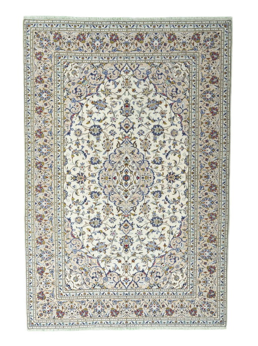 Alfombra oriental de corcho Kashan anudada a mano – 293 x 200 cm