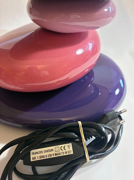 François Châtain Vintage Lamp Roze & Violet – Made In France – François CHATAIN, Tafellampen, Ceramic (photo 5 of 5)