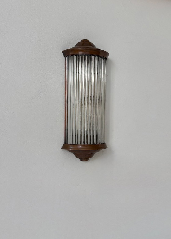 Image 1 of Applique vintage, cuivre et verre, France, 1940