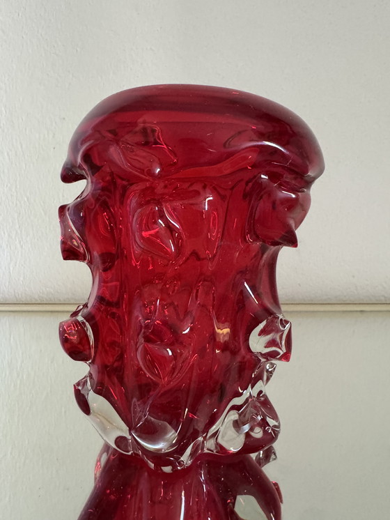 Image 1 of Red Murano Glass Vase 70's