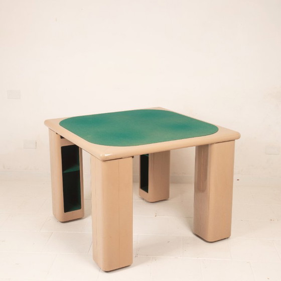 Pierluigi Molinari Lacquered Wood and Green Felt Game Table for Pozzi 1970, Dining tables, Beige (photo 10 of 21)