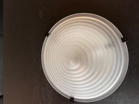 Image 1 of Vintage Massive ceiling lamp – pyramid-shaped ribbed opal glass