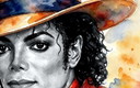 Pop Art Watercolor Painting - Michael Jackson The King of Pop (80x60 Cm)