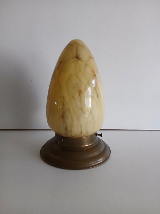 Plafondlamp – Art Deco - Gemarmerd – Plafondlampen, Brass, Vintage (photo 4 of 6)