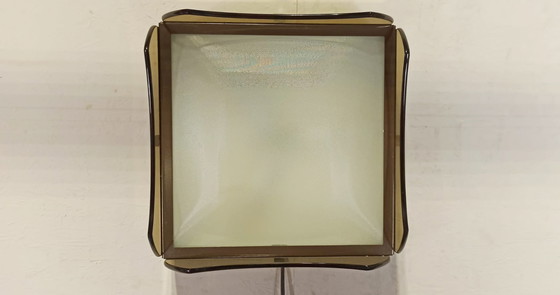 Image 1 of Vintage Italian smoked glass ceiling lamp
