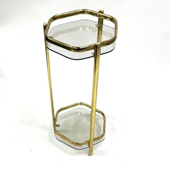 Image 1 of Bloemenstandaard in Franse mid-century modern stijl, jaren 70, messing en glas.