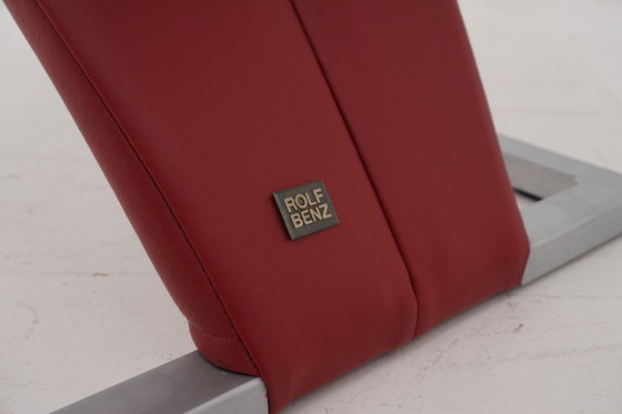 Image 1 of Rolf Benz 7800 Stühle 6 Stk. Leder Rot Stuhl Freischwinger