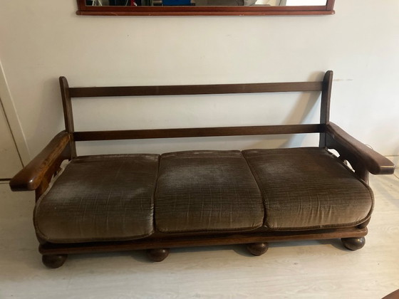 Canapé et fauteuil antiques – Coins salon, Textile, Bois (photo 7 of 8)