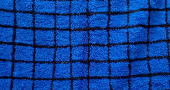 Tapis Marocain Bleu-Carré Noir En Laine 200cmx300cm – Vloerkleden en tapijten, Cotton (photo 7 of 9)