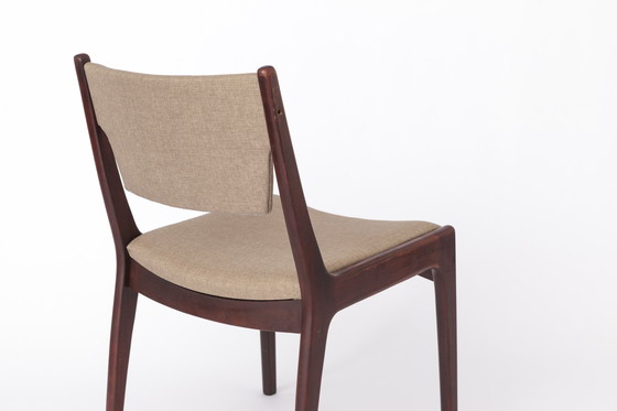 Image 1 of Set of 4 Vintage Teak Chairs | 1960s-70s Mid-Century Modern Seating | Wide Backrest & Reupholstered Seats