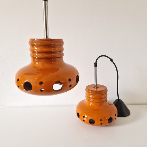 Herda Set Of 2 Orange Vintage Pendant Lamps ²