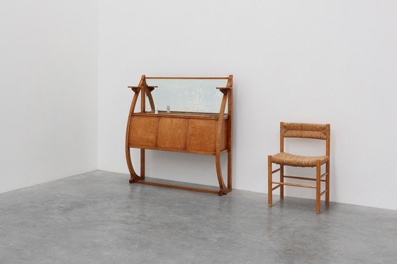 Image 1 of Art Deco buffet, planter or liquor cabinet in wood with mirror, France 1920s