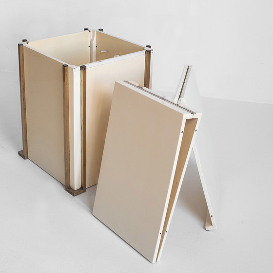 Image 1 of Mesa de comedor extensible, Jean-Claude Mahey, madera lacada y latón dorado, 70’s – Francia