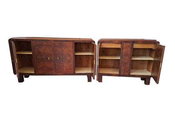 Image 1 of Exclusive pair of 1930s Art Deco sideboards in briar wood