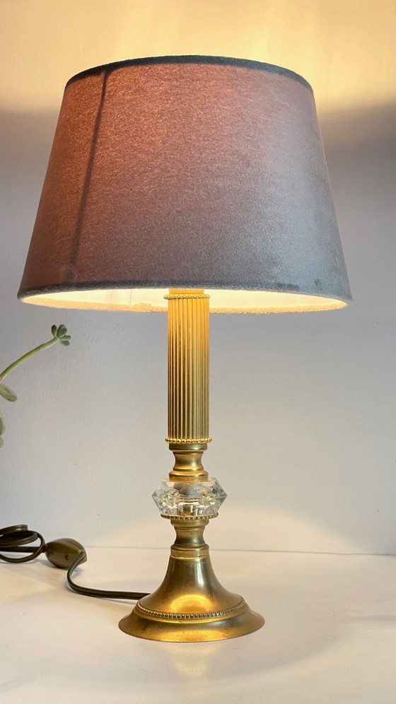 Image 1 of Lampada vintage in cristallo e metallo dorato