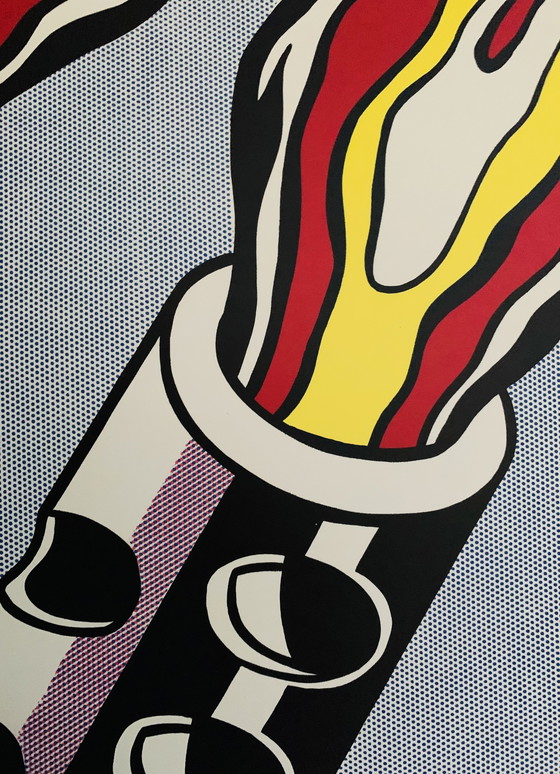 Image 1 of Roy Lichtenstein : "Triptychon, alors que j'ouvrais le feu" - Edition Stedelijk Museum Amsterdam 1964, 3 Lithographies Offset