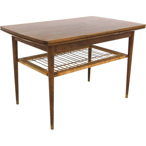 Mesa de centro extensible vintage de caoba, Suecia, 1950