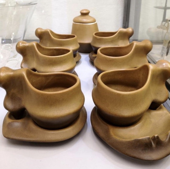 Image 1 of Vajilla moderna de mediados de siglo del taller de cerámica Faianta Sighişoara, Transilvania (Rumania), alrededor de 1970