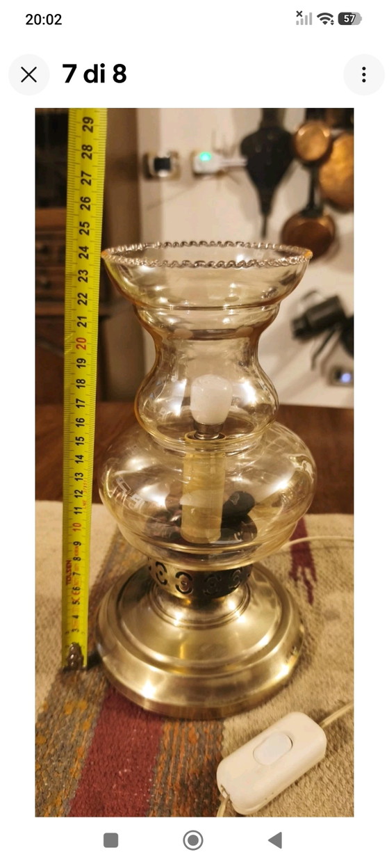 Antique Electric Lamp Vintage Light. – Table lamps, Glass, Brass (photo 7 of 8)