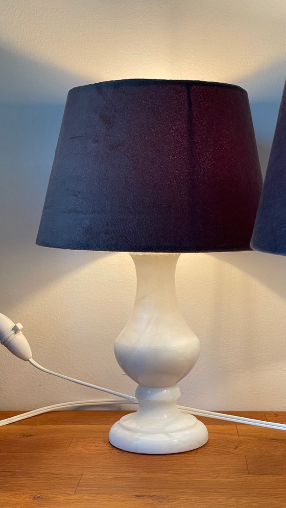 Image 1 of Pair of Vintage Alabaster Lamps