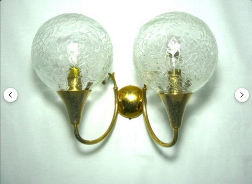 Applique (2), Mid Century Modern, Art Déco, ottone, vetro di Murano, vintage, raro