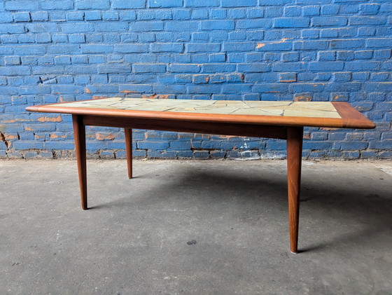 Image 1 of Vintage teak coffeetable / leisteen blad