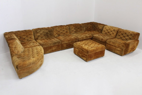 Canapé sectionnel modulaire vintage en velours des années 70 par Laauser, ensemble de 9, Canapés modulables (photo 9 sur 11)