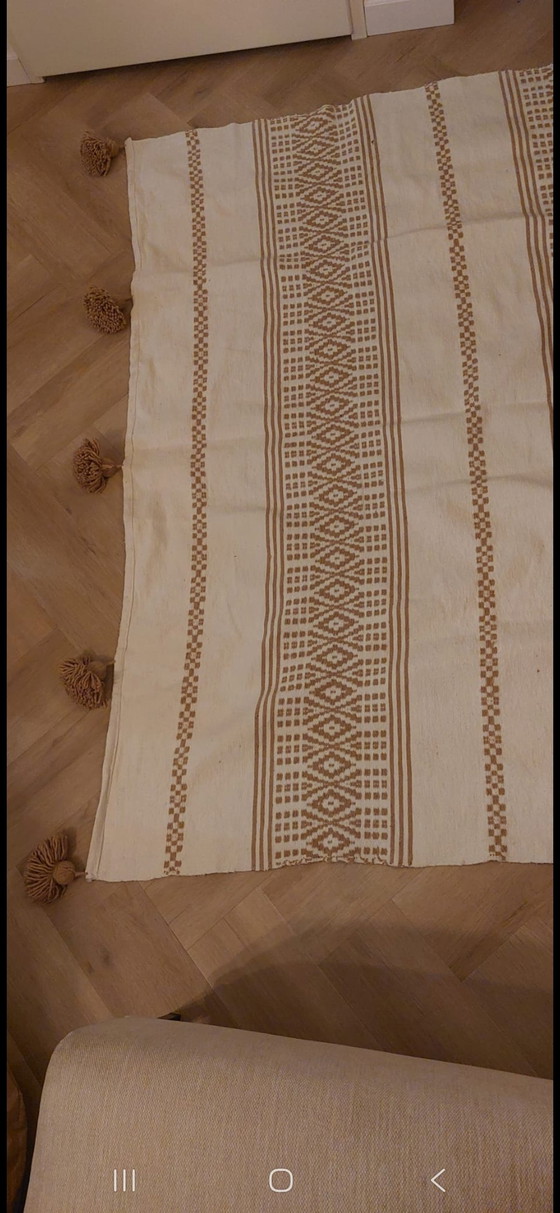 Image 1 of Manta de lana bereber + 2 fundas de cojín – Blanco/Beige