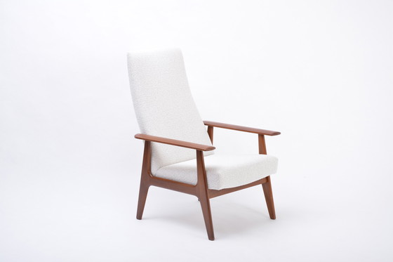 Image 1 of Dutch Mid-Century Modern Teak Lounge Chair by Topform Reupholstered in Bouclé