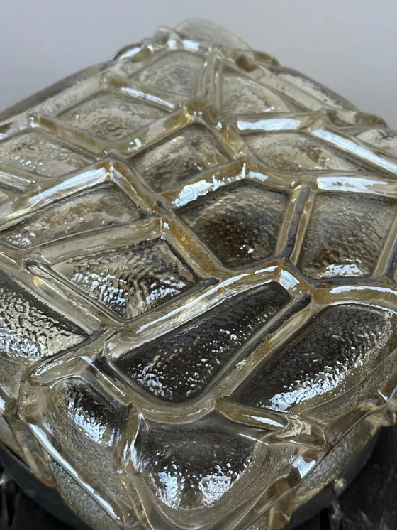 Image 1 of 60s 70s Brutalist Applique murale fer & verre Wall Lamp 60s 70s