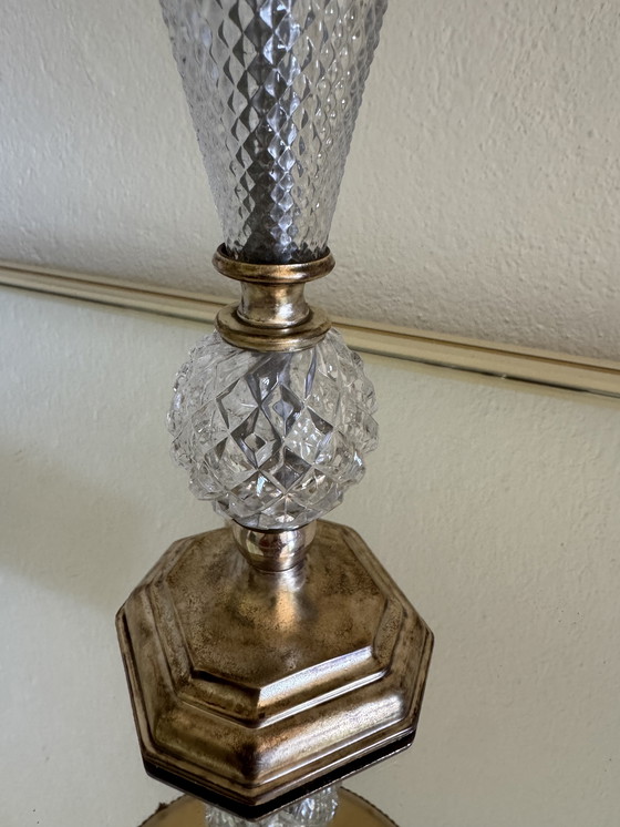 Image 1 of Glass and brass lamp from the 60s