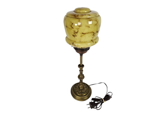 Art Deco style - marbled glass - gilt - table lamp - 3rd quarter 20th century