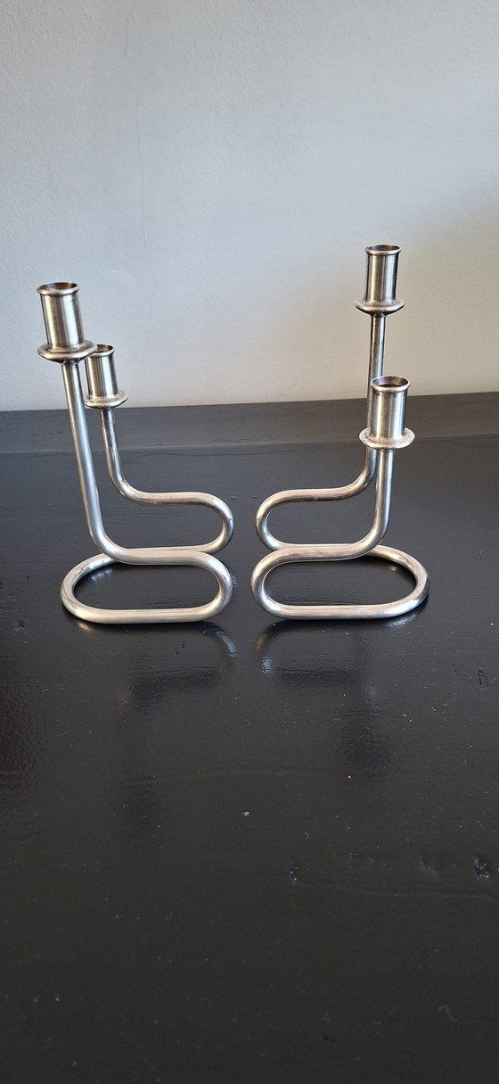 Image 1 of Candelabros italianos antiguos chapados en plata.