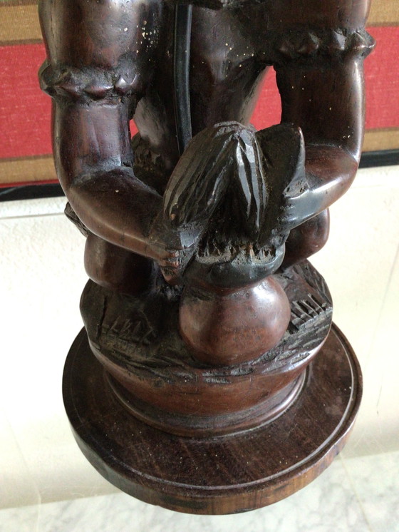 Image 1 of Pied de lampe vintage tribal
