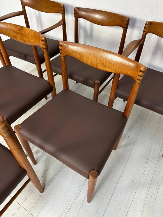 Image 1 of Set di 6 sedie da pranzo vintage danesi in teak di H.W. Klein per Bramin, stile Mid-Century Modern, anni '60.