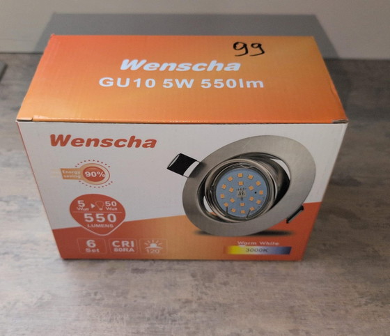 Set of 6 Recessed LED Spot Lights GU10 5W 3000K Satin Nickel, Metal, Modern (photo 13 of 13)