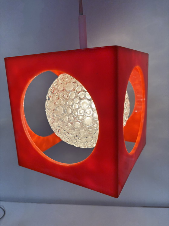 Image 1 of Suspension allemande style Spoutnik, années 70, style Mid-Century, en verre, par Richard Essig