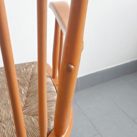 Image 1 of FAUTEUIL VINTAGE DE ARNO LAMBRECHT POUR WKS MOBEL 1950 EN HETRE & JONC 50S 1950S