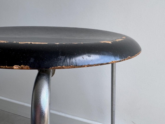 1x Taburete "Dot" de mediados de siglo, 1968, de Arne Jacobsen para Fritz Hansen #2 – Metal, Wood, Vintage (photo 9 of 10)